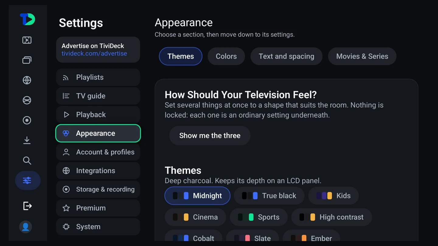 Appearance settings with Themes, Colors, Readability and Library tabs.
