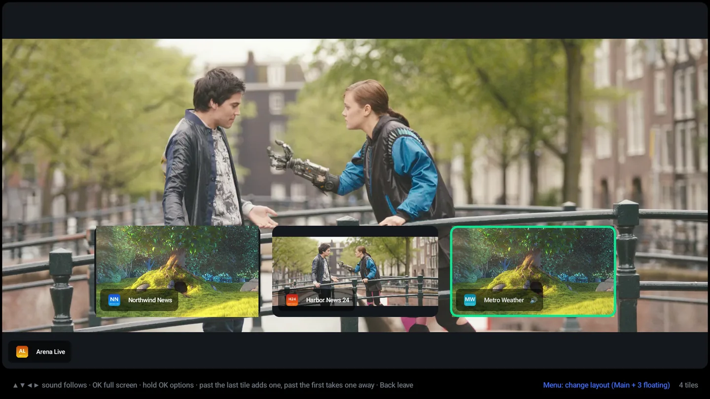 Multi-view with one film full size and three more floating over its lower edge.